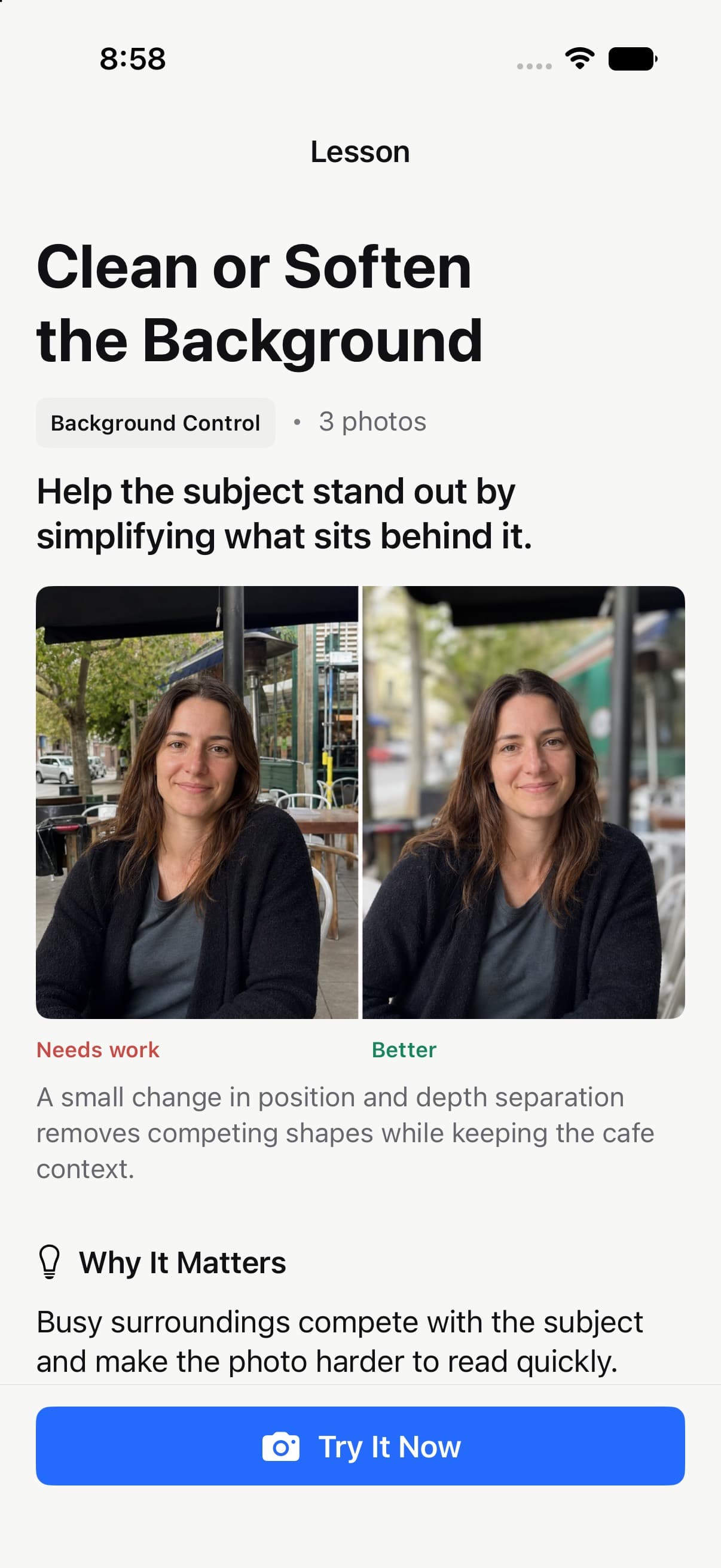 ShotBetter lesson explaining how to clean or soften the background